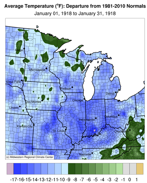 Temperature Departure from Normal, Midwest